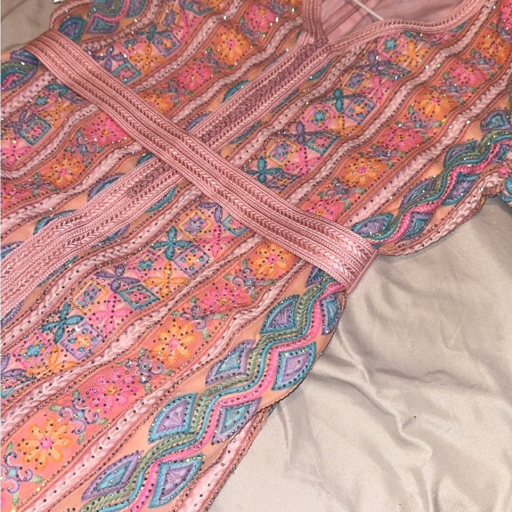 Embroidered Pink Maxi Dress